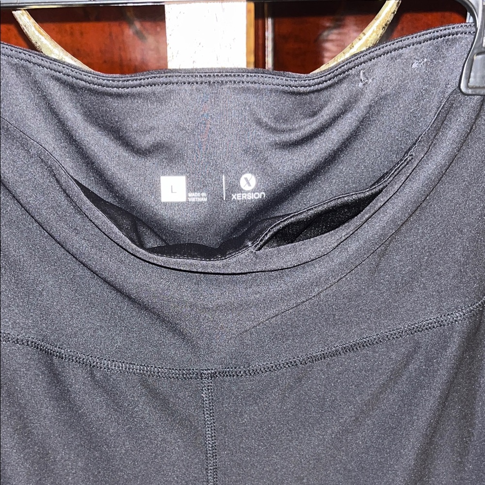 Xersion Black Leggings with Blue Detail